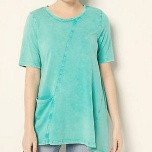LOGO by Lori Goldstein Sun Faded Cotton Slub Asymmetric Top